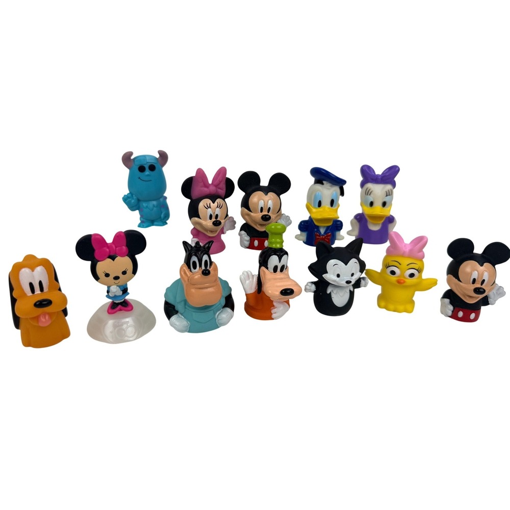 Disney Finger Puppets Lot 12 Mickey Minnie Donald Daisy Goofy Pluto Sulley -BK